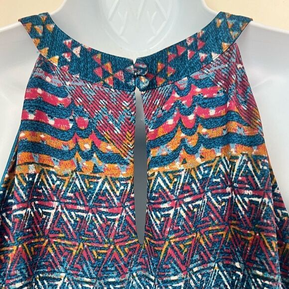 BCBG Max Azria Marrocal Blue Tapestry High Low Sleeveless Dress Size M - Picture 8 of 14